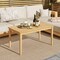 Natural Teak Wood Coffee Table with Slatted Top and Stable Structure